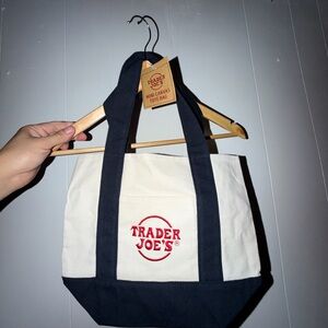 Trader Joe's Brand New Canvas Tote Bag - Black and Cream